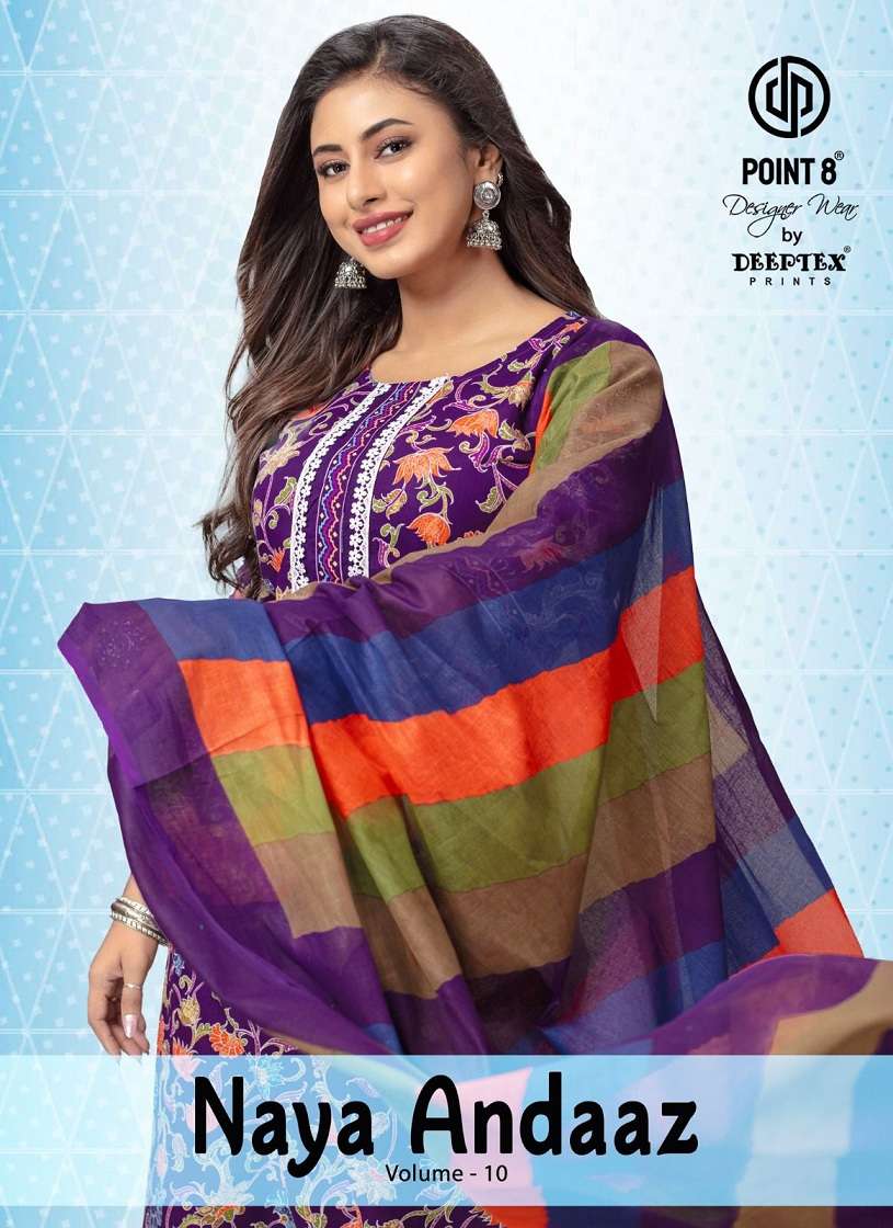 NAYA ANDAAZ VOL-10 BY DEEPTEX 1001 TO 1010 SERIES COTTON STITCHED DRESSES