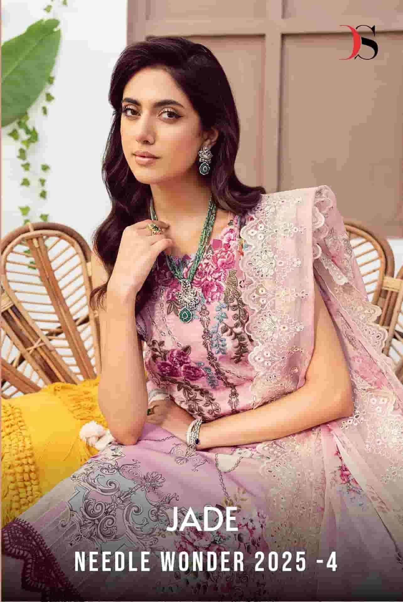 JADE NEEDLE WONDER 25 VOL-4 BY DEEPSY SUITS 1501 TO 1508 SERIES COTTON PAKISTANI DRESSES