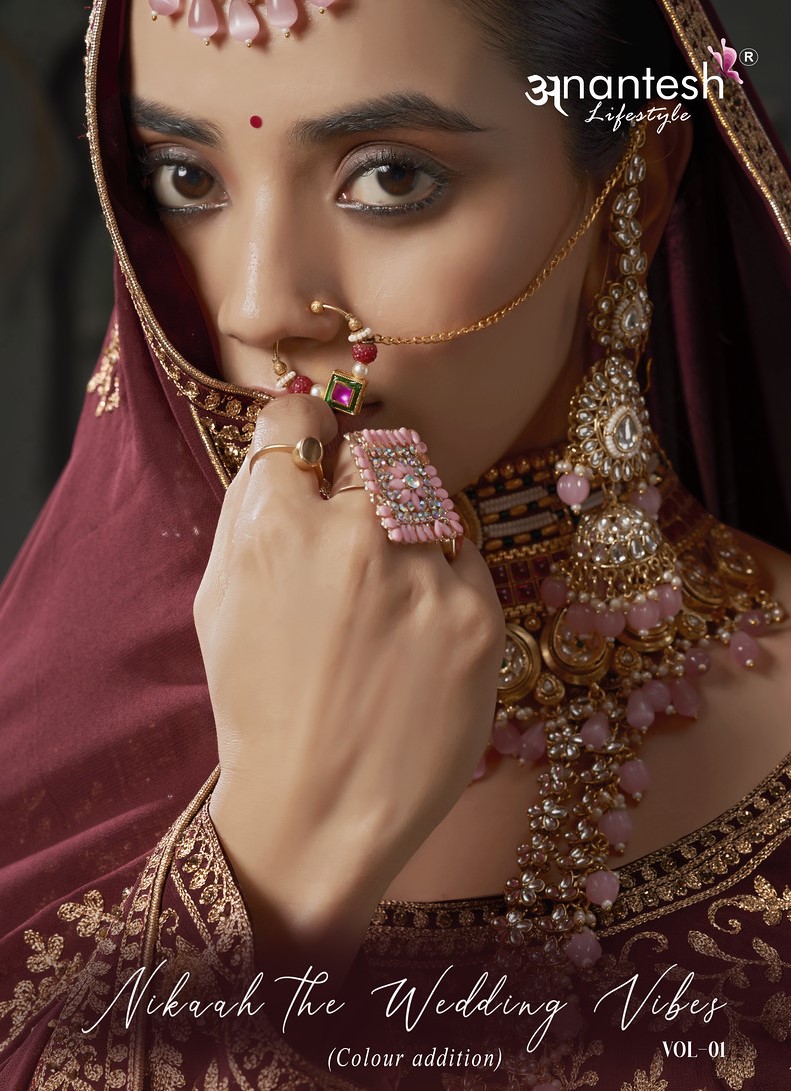 NIKAAH THE WEDDING VIBES VOL-1 COLOUR EDITION BY ANANTESH LIFESTYLE 12001 TO 12002-C SERIES GEORGETTE BRIDAL LEHENGAS