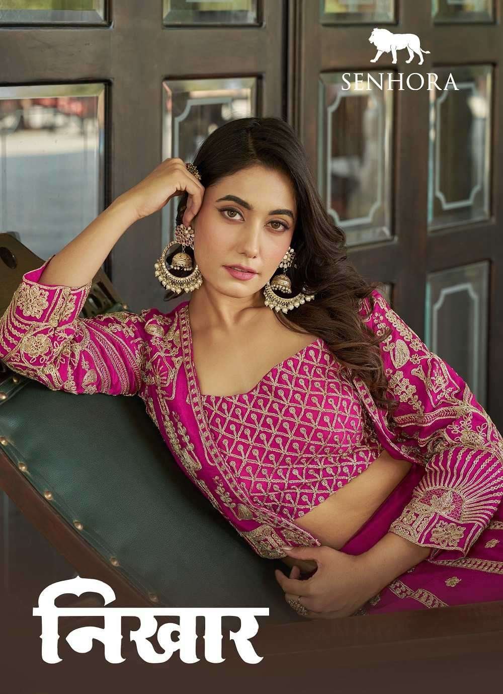 NIKHAAR BY SENHORA 3101-A TO 3101-B SERIES HEAVY CHINON LEHENGAS