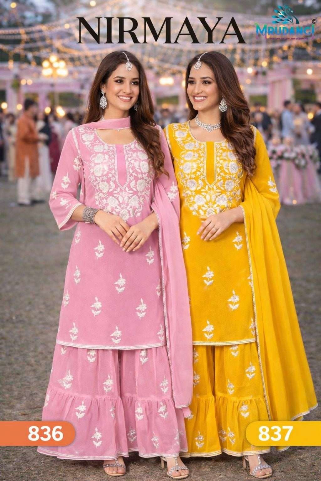 NIRMAYA BY MRUDANGI 836 TO 837 SERIES REAL GEORGETTE STITCHED DRESSES