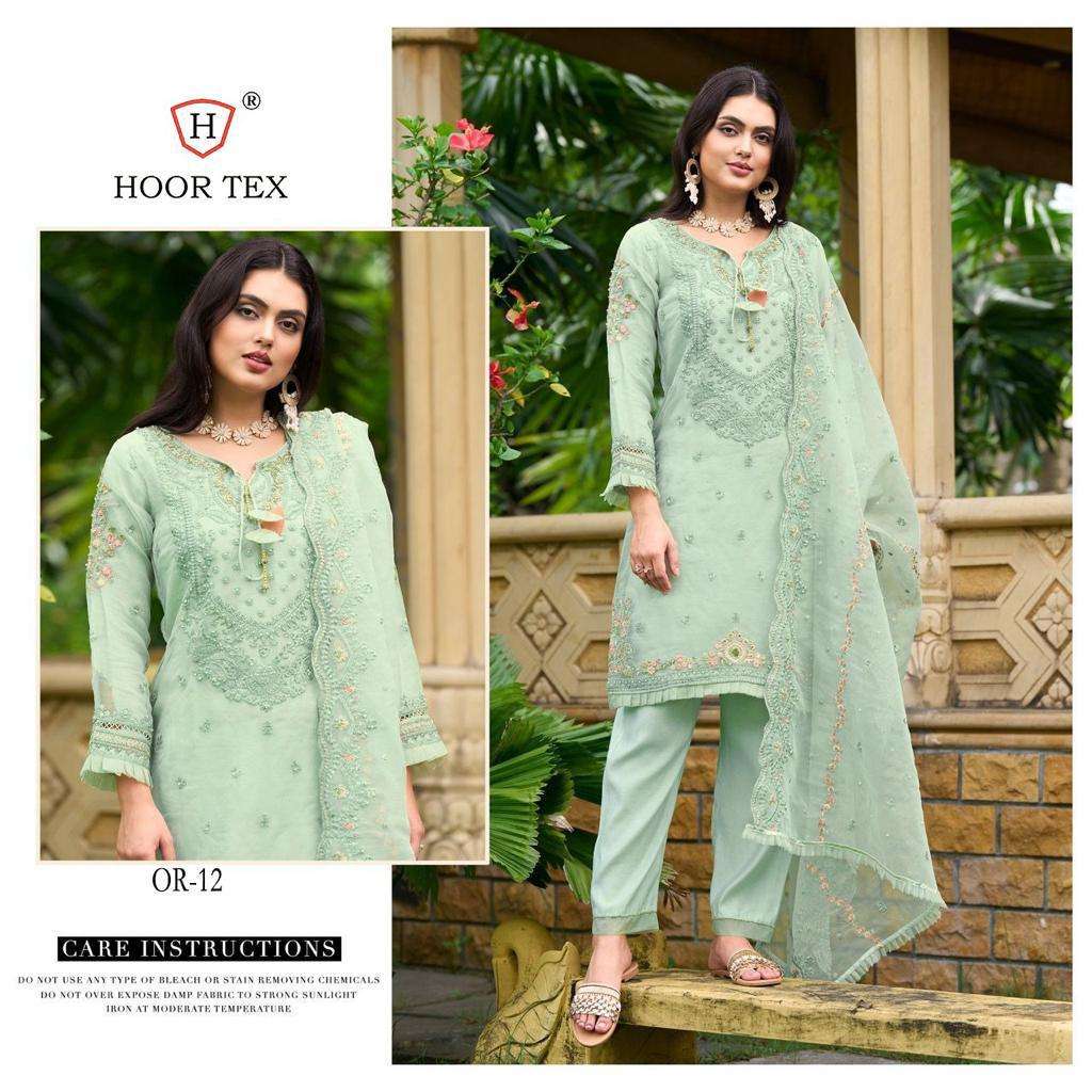 OR-12 HIT DESIGN BY HOOR TEX HEAVY ORGANZA PAKISTANI DRESS