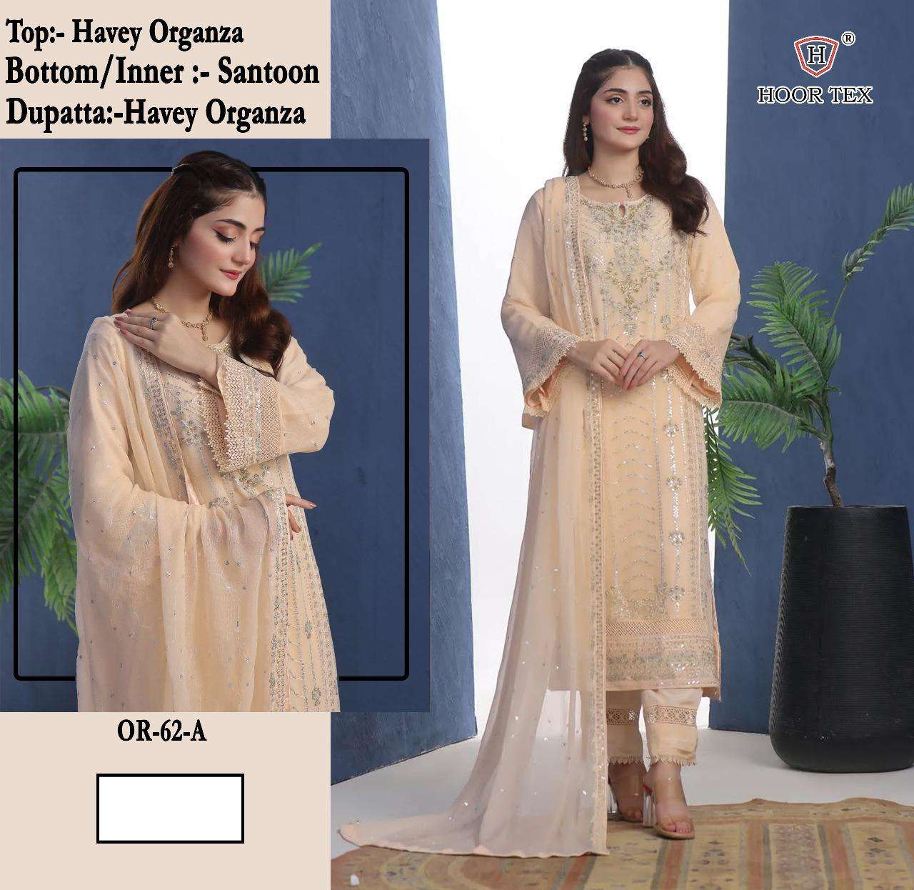 OR-62 COLOURS BY HOOR TEX FANCY DESIGNER ORGANZA PAKISTANI DRESSES