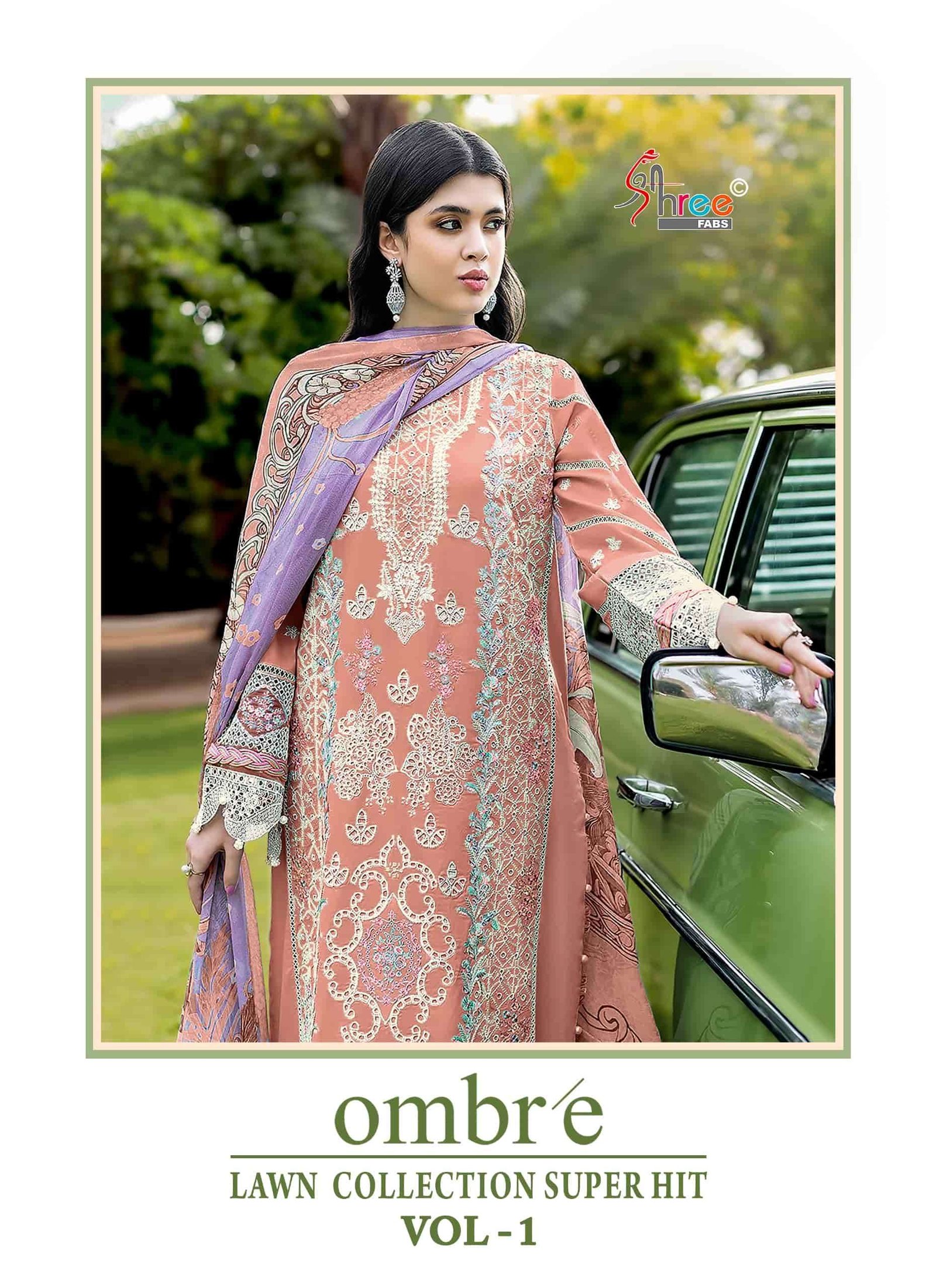 OMBRE LAWN COLLECTION SUPER HIT VOL-1 BY SHREE FABS 4182 TO 4187 SERIES COTTON DRESSES