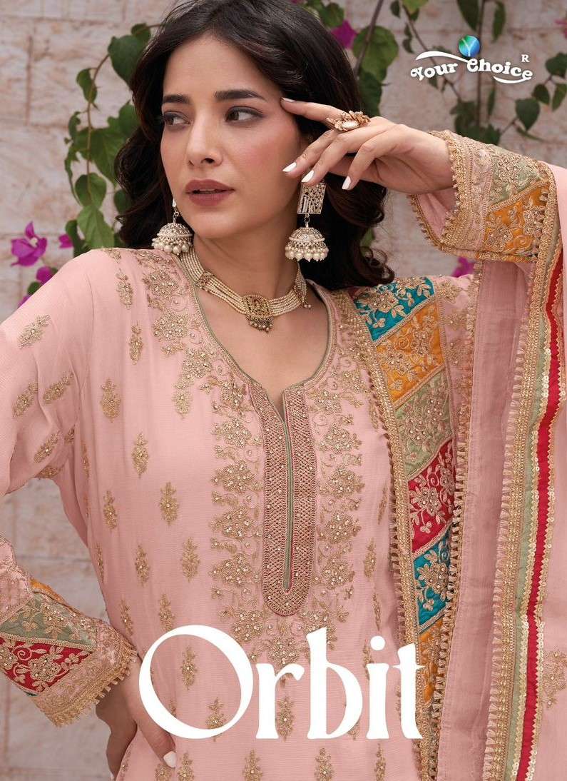 ORBIT BY YOUR CHOICE 1001 TO 1004 SERIES SEMI PURE CHINON SHARARA DRESSES