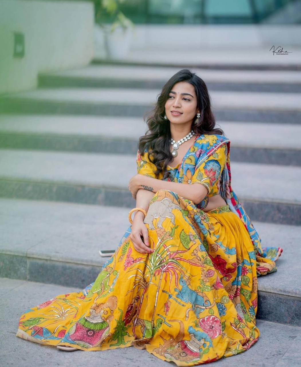 PC-355 BY SUSWANI CHENT CREPE KALAMKARI PRINT LEHENGA