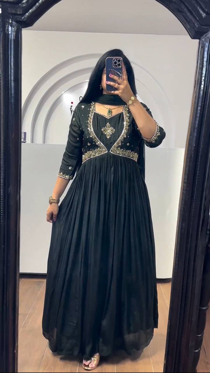 PC-406 COLOURS BY SUSWANI FANCY DESIGNER CHINON ANARKALI STYLE GOWNS