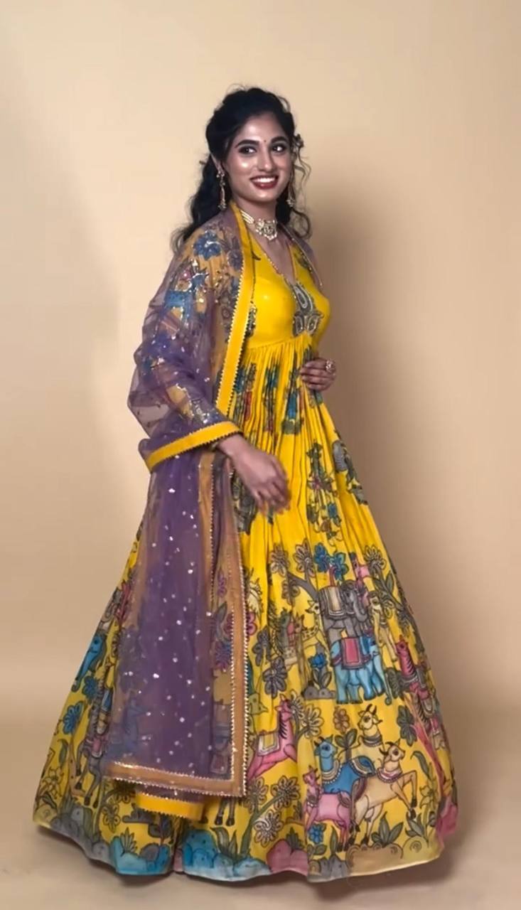 PC-474 COLOURS BY SUSWANI FANCY DESIGNER COTTON KALAMKARI PRINT GOWNS