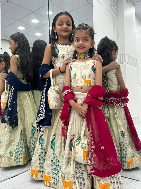 PC-480 KIDS COLOURS BY SUSWANI FANCY DESIGNER TISSUE SILK KIDS LEHENGAS