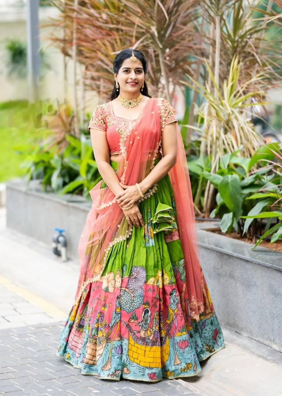 PC-488 BY SUSWANI FANCY DESIGNER COTTON KALAMKARI PRINT LEHENGA