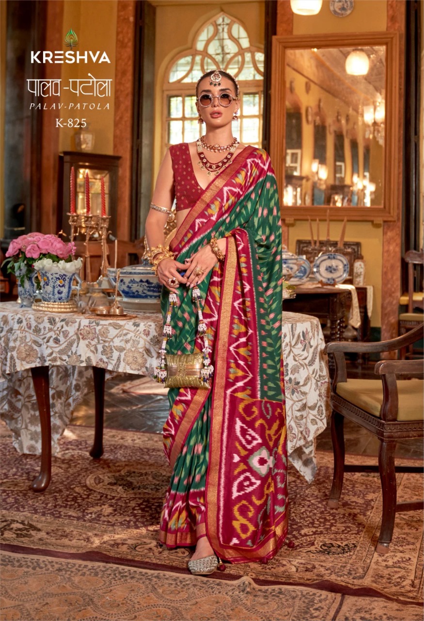 PALAV-PATOLA BY KRESHVA K-818 TO K-829 SERIES PV SILK PRINTED SAREES