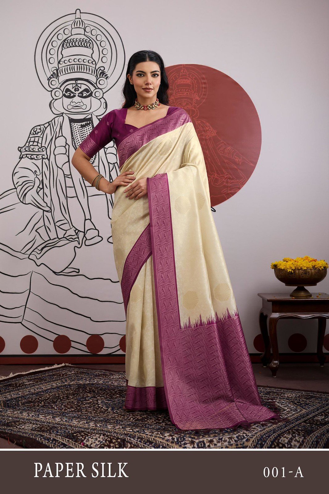 PAPER SILK 001 BY RAJTEX 001-A TO 001-F SERIES HANDLOOM WEAVING SAREES