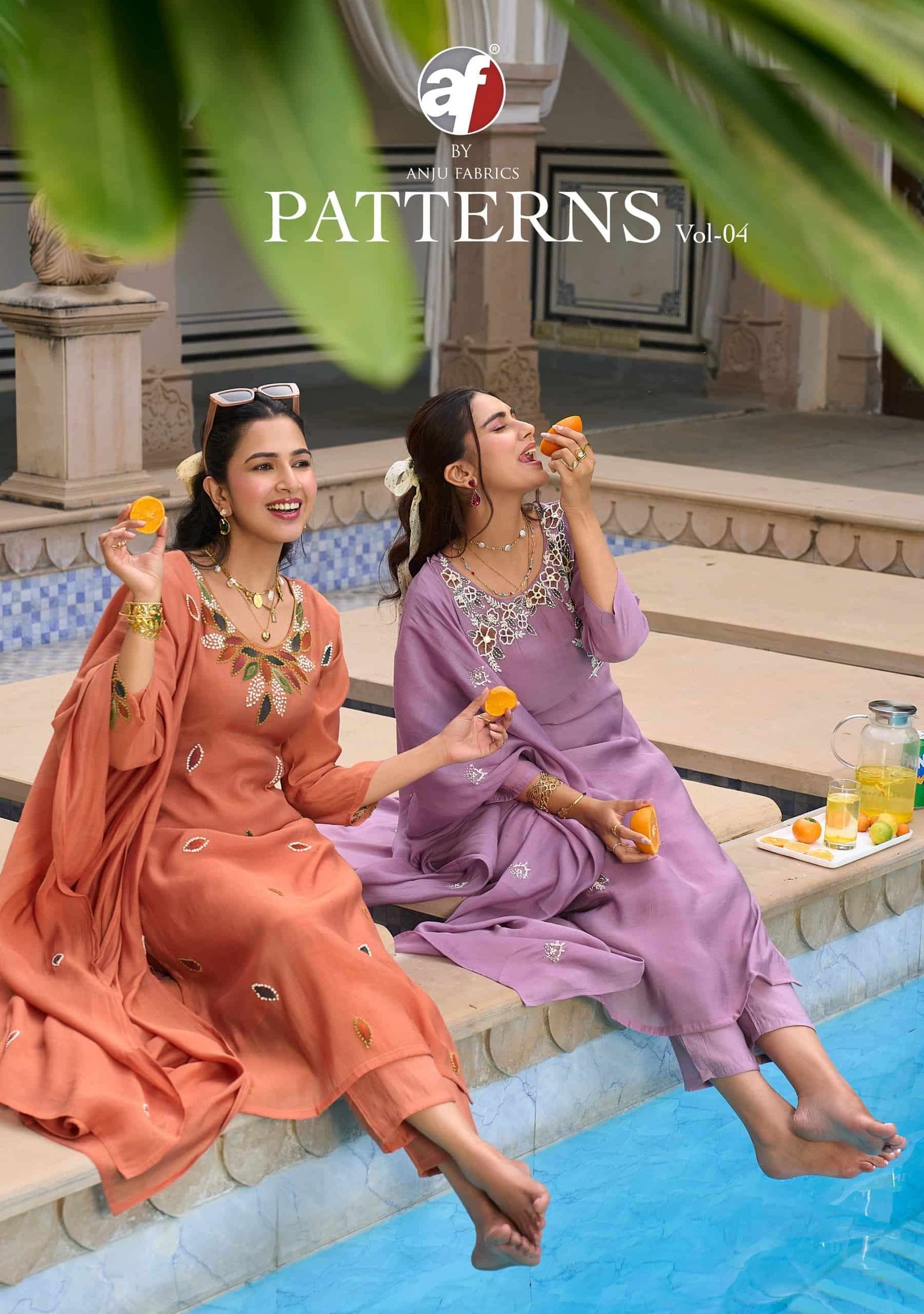 PATTERNS VOL-4 BY ANJU FABRICS 5091 TO 5095 SERIES MAL CHANDERI DRESSES