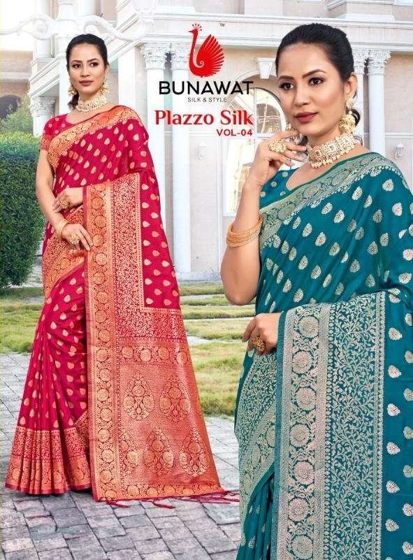 PLAZZO SILK VOL-4 BY BUNAWAT 1001 TO 1006 SERIES FANCY SILK SAREES