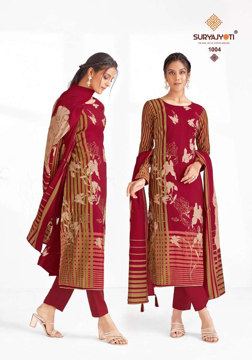 PRABHA VOL-1 BY SURYAJYOTI 1001 TO 1006 SERIES MODAL DISCHARGE DRESSES