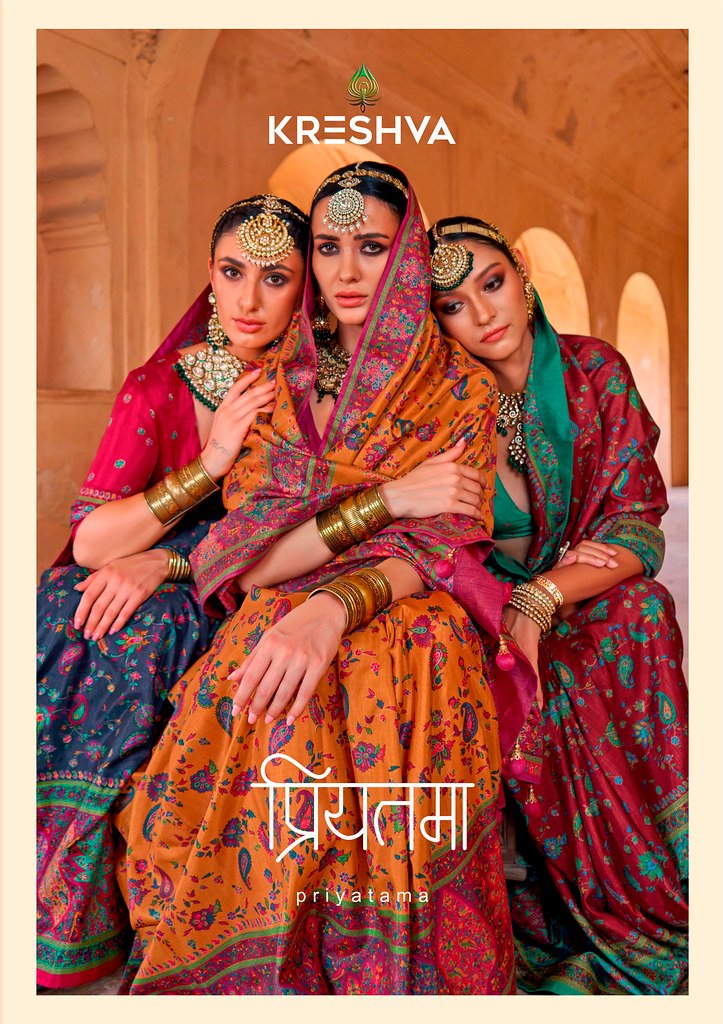 PRIYATAMA BY KRESHVA K-993 TO K-998 SERIES PV SILK PRINTED SAREES