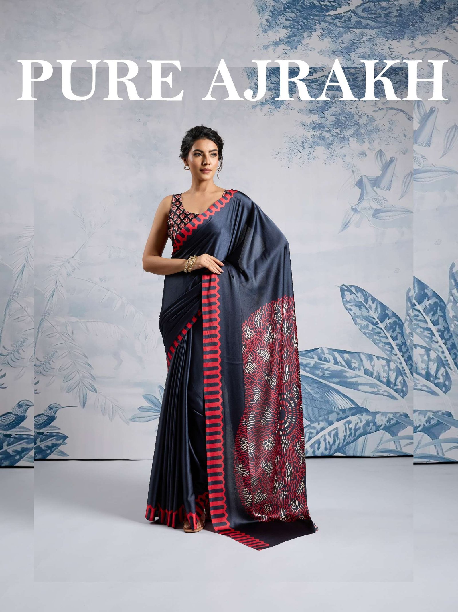 PURE AJRAKH-006 BY RAJTEX 006-A TO 006-F SERIES MODAL SATIN SAREES