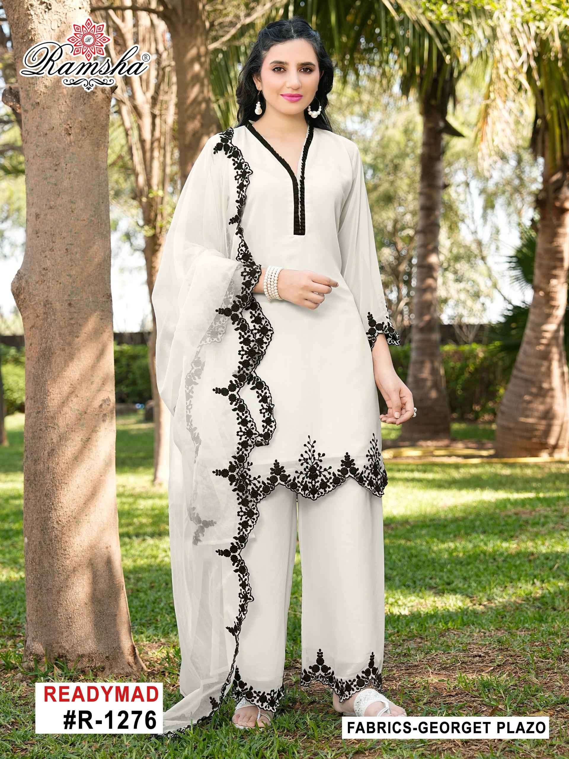 R-1276 HIT DESIGN BY RAMSHA FANCY GEORGETTE PAKISTANI STITCHED DRESS