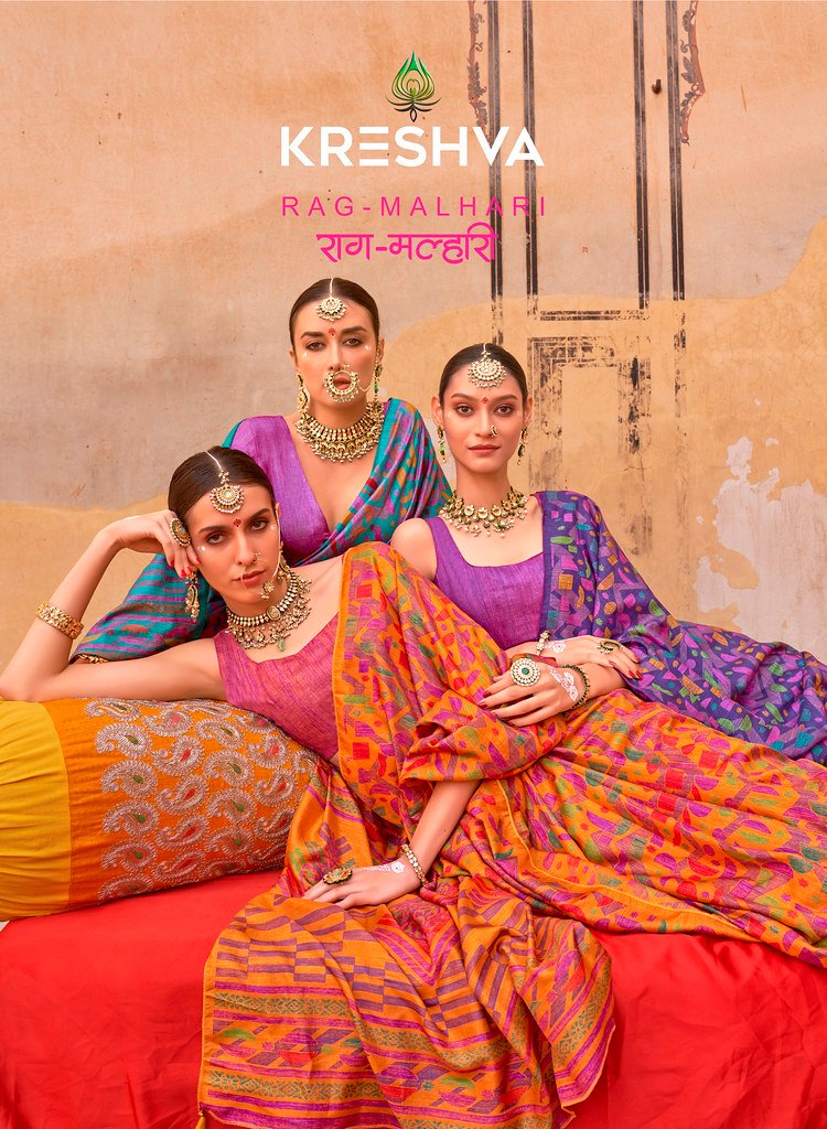 RAG-MALHARI BY KRESHVA K-865 TO K-870 SERIES SIGMA SILK PRINT SAREES