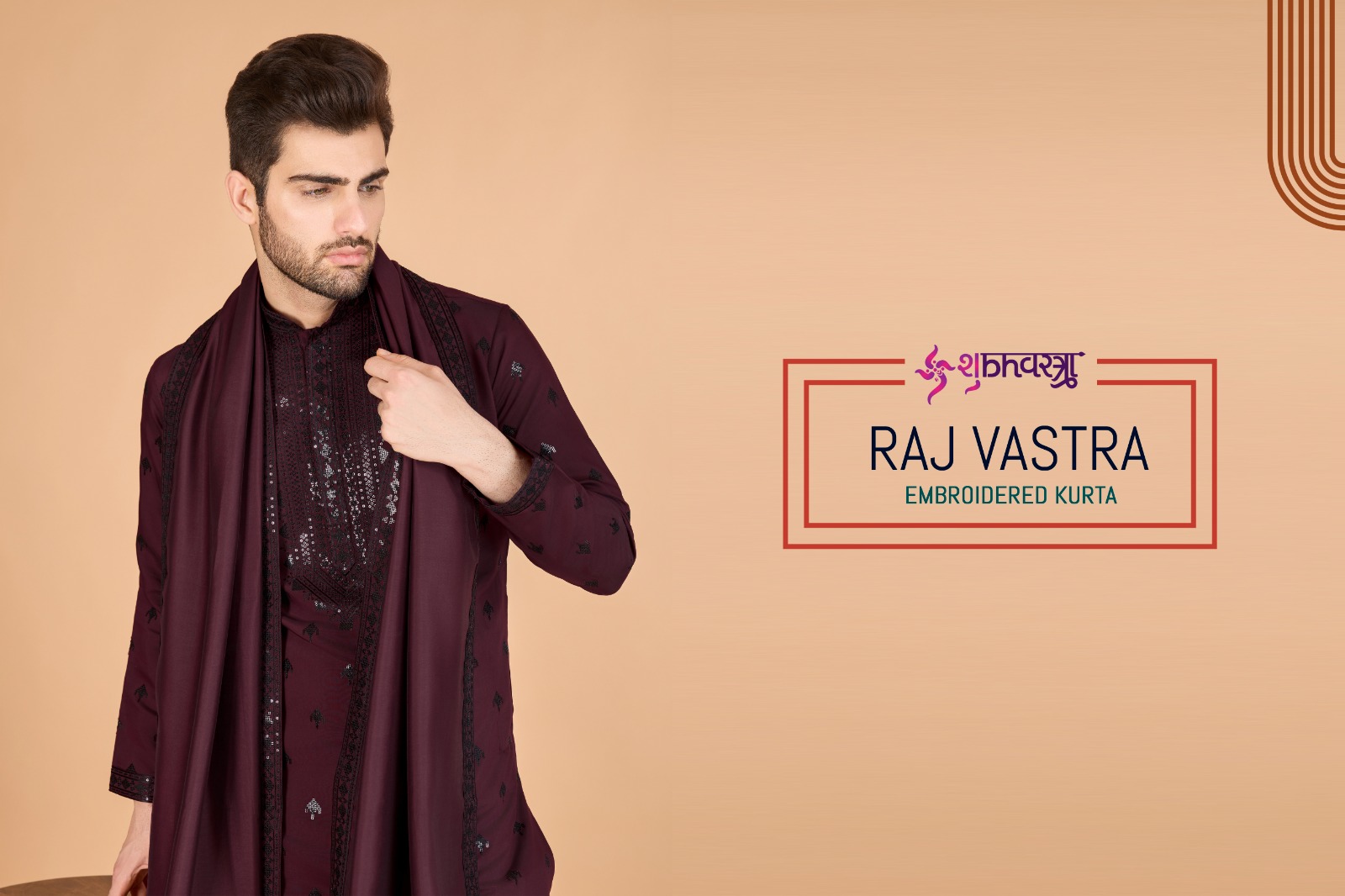 RAJ VASTRA BY SHUBHVASTRA 61111 TO 61116 SERIES VISCOSE SILK MENS KURTA WITH DUPATTA