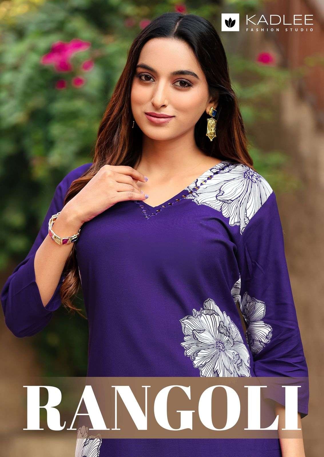 RANGOLI BY KADLEE 4001 TO 4006 SERIES RAYON PRINT KURTIS WITH PANT
