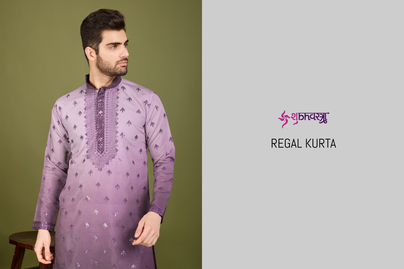 REGAL KURTA BY SHUBHVASTRA 61131 TO 61133 SERIES VISCOSE SILK MENS KURTA