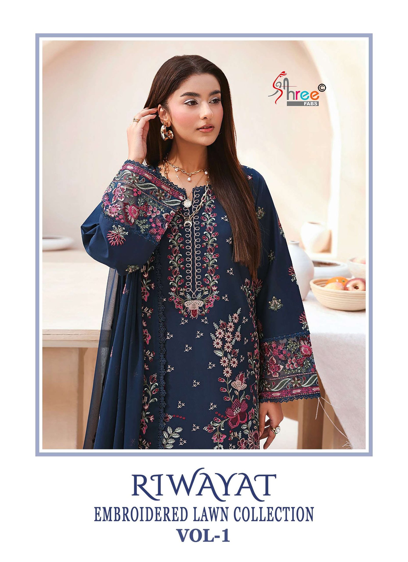 RIWAYAT EMBROIDERED LAWN COLLECTION VOL-1 BY SHREE FABS 4139 TO 4144 SERIES COTTON DRESSES