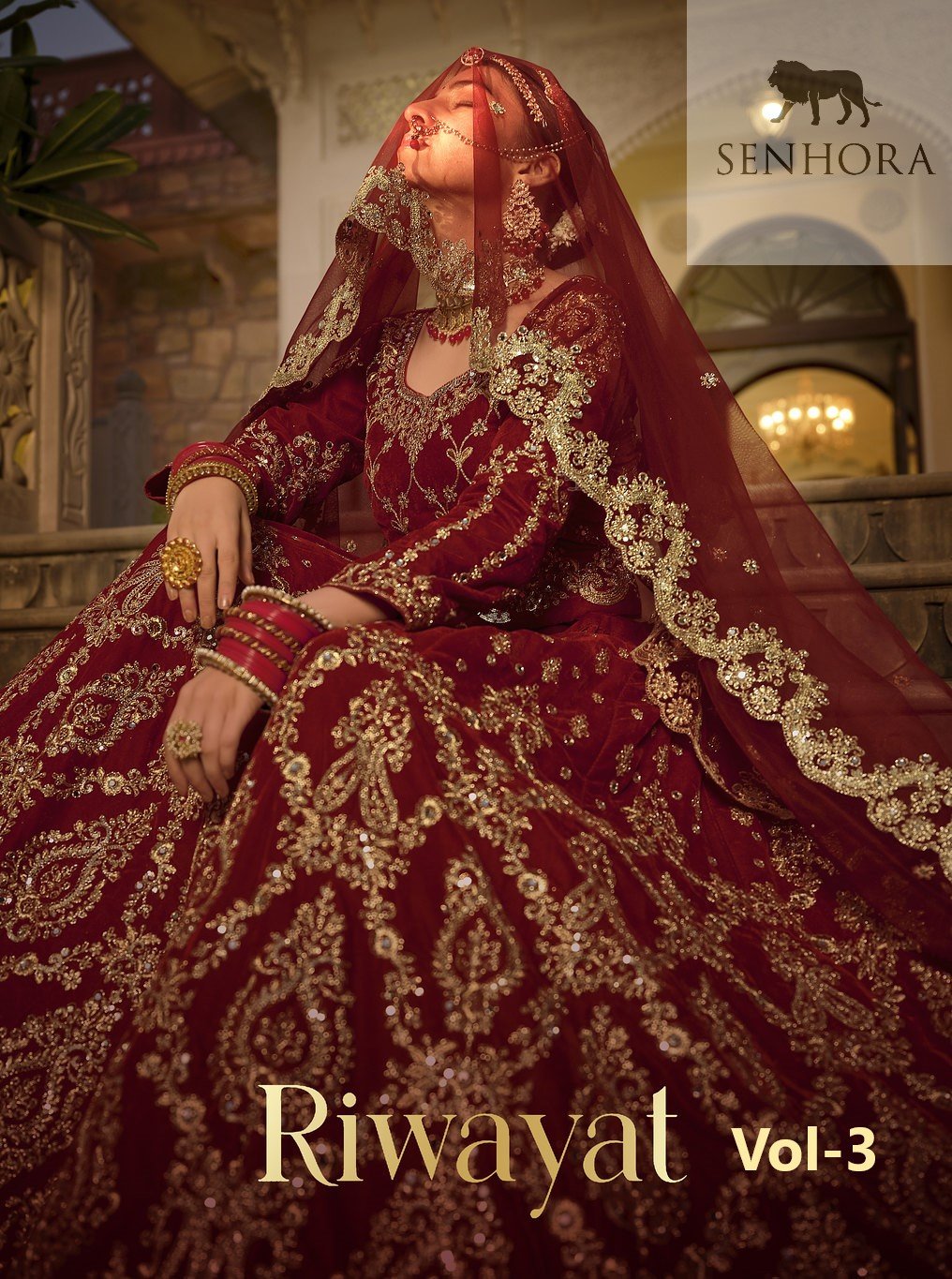 RIWAYAT VOL-3 BY SENHORA 3074-A TO 3074-D SERIES VELVET BRIDAL LEHENGAS