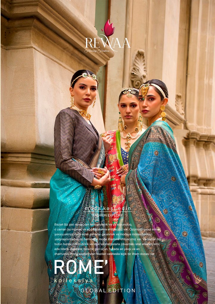 ROME BY REWAA 912 TO 920 SERIES POLY VISCOSE SILK FOIL PRINT SAREES