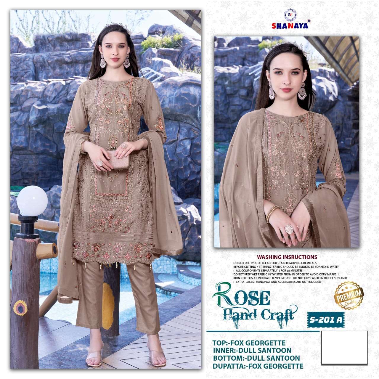 ROSE HAND CRAFT S-201 COLOURS BY SHANAYA FASHION FAUX GEORGETTE DRESSES