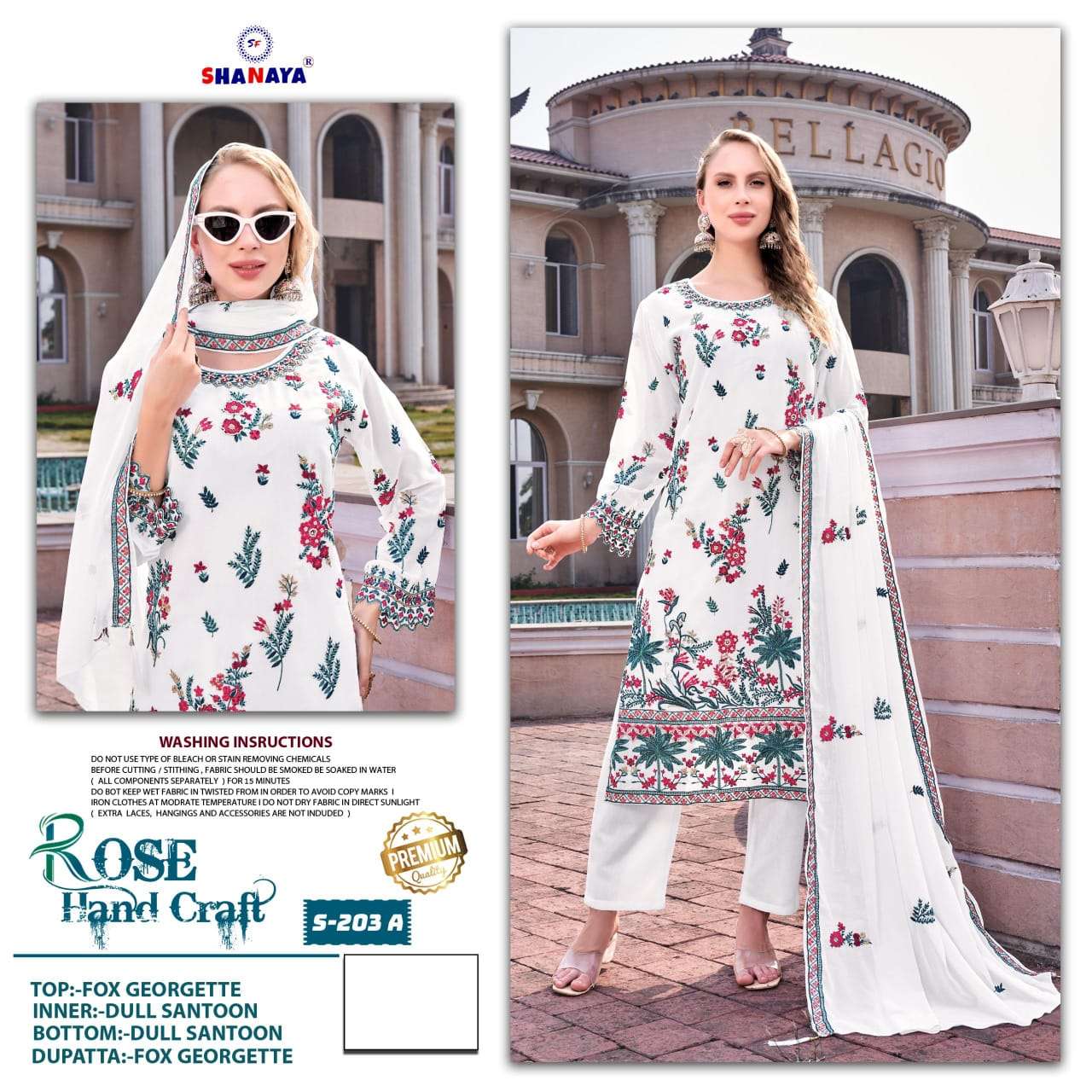 ROSE HAND CRAFT S-203 COLOURS BY SHANAYA FASHION FAUX GEORGETTE DRESSES