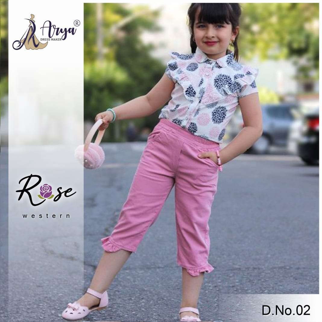 ROSE WESTERN BY ARYA DRESS MAKER POLY RAYON KIDS TOPS AND PANTS