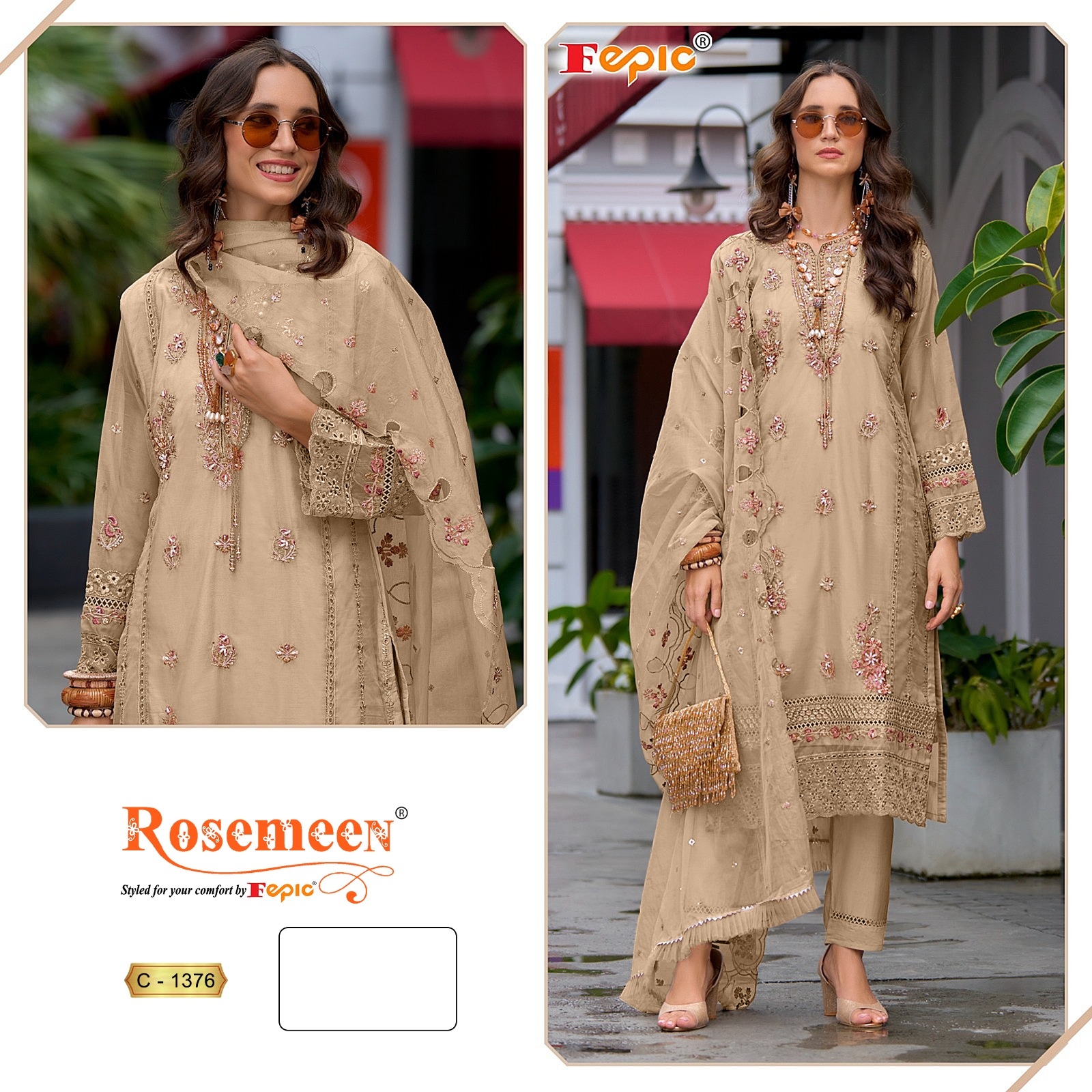 ROSEMEEN C-1376 COLOURS BY FEPIC HEAVY ORGANZA PAKISTANI DRESSES