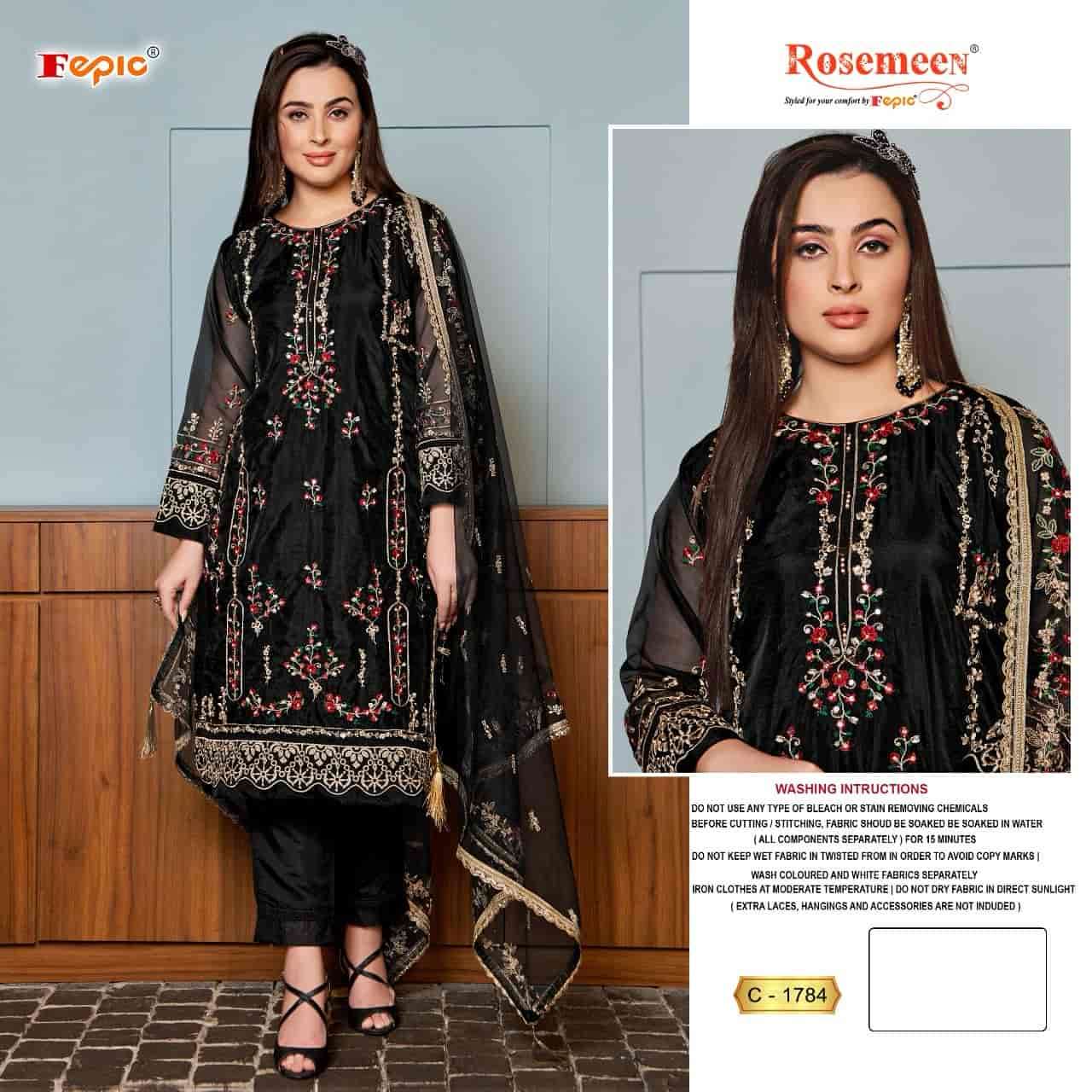ROSEMEEN C-1784 BY FEPIC HEAVY ORGANZA EMBROIDERED PAKISTANI DRESS