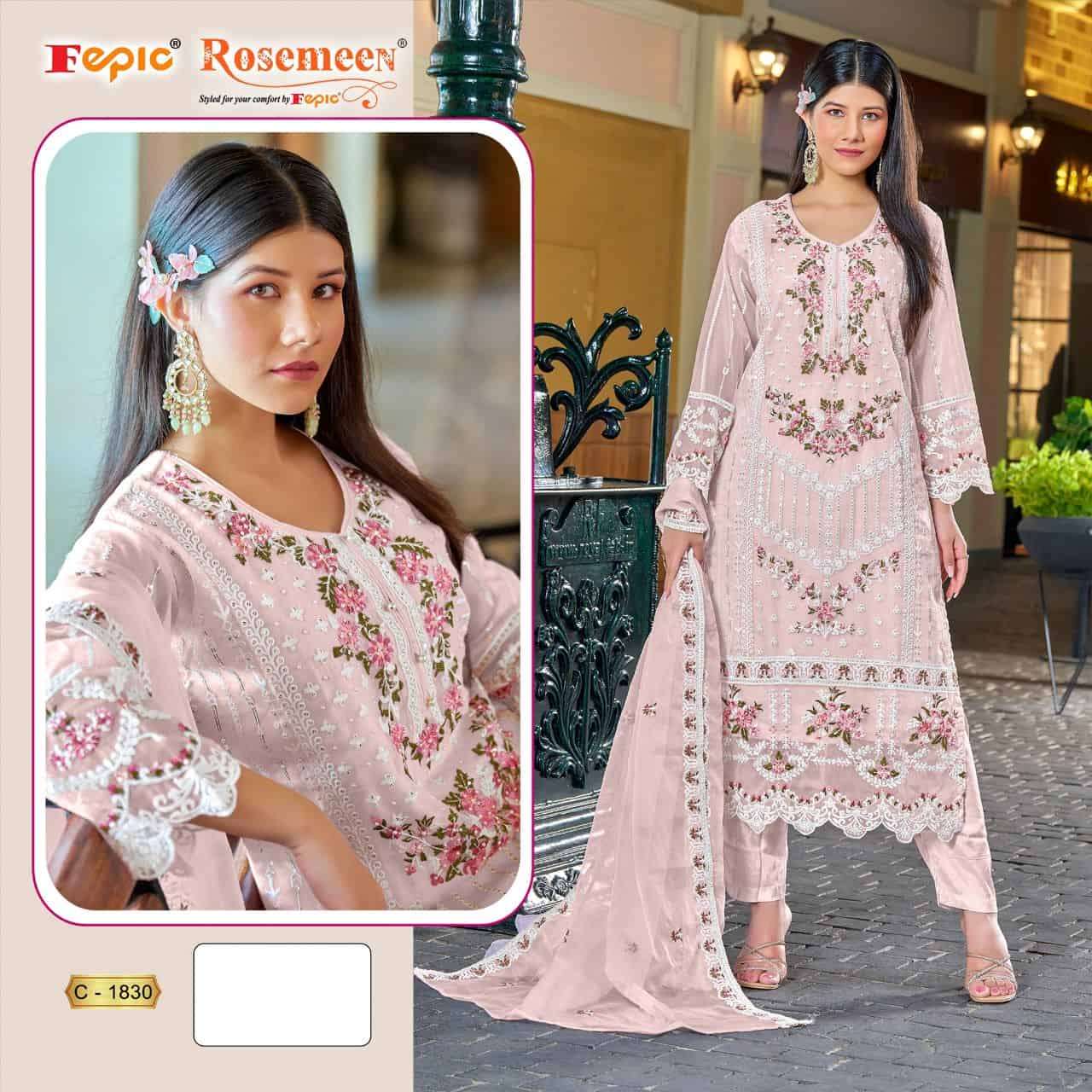 ROSEMEEN C-1830 COLOURS BY FEPIC DESIGNER ORGANZA PAKISTANI DRESSES