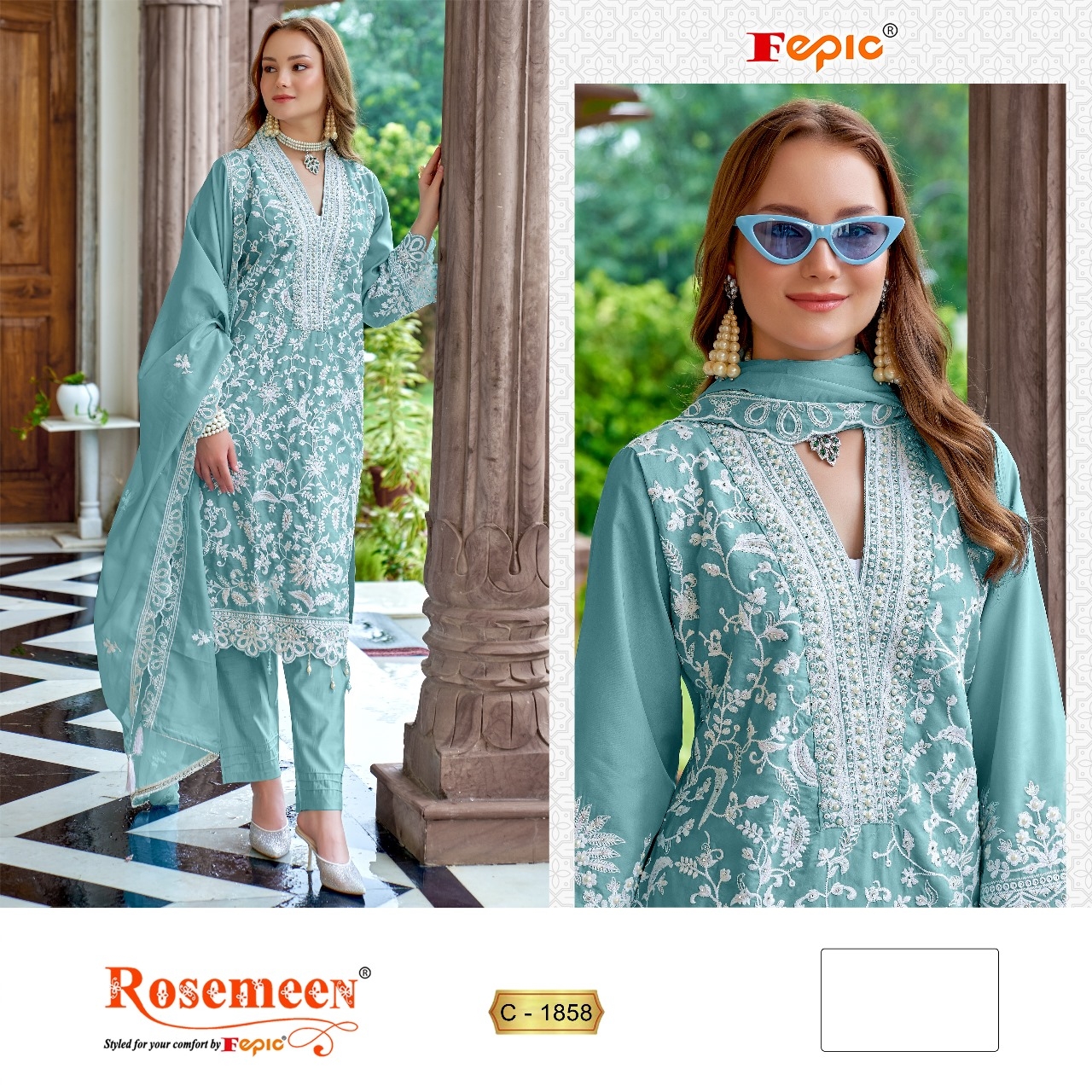 ROSEMEEN C-1858 COLOURS BY FEPIC HEAVY ORGANZA PAKISTANI DRESSES