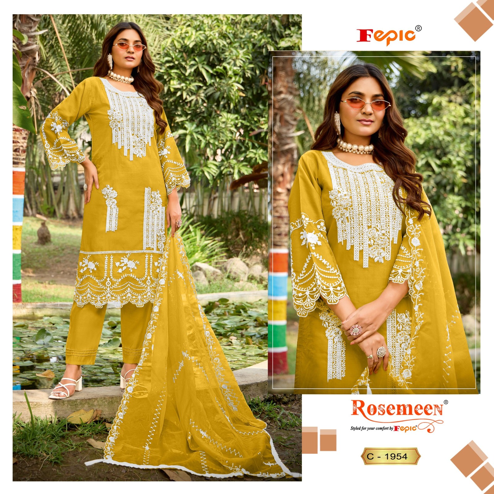 ROSEMEEN C-1954 COLOURS BY FEPIC HEAVY ORGANZA PAKISTANI DRESSES