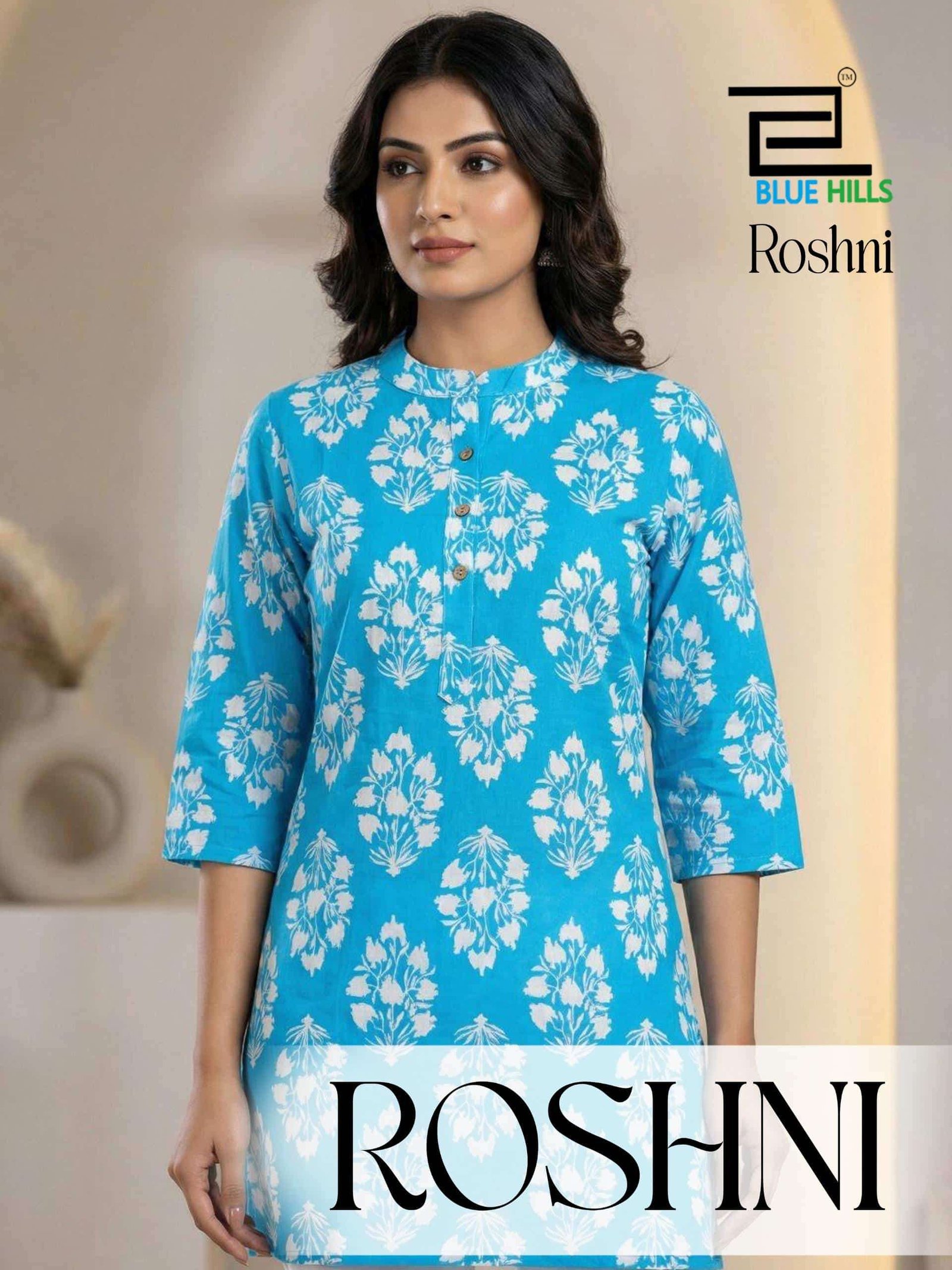 ROSHNI BY BLUE HILLS 1001 TO 1006 SERIES COTTON PRINT SHORT KURTIS