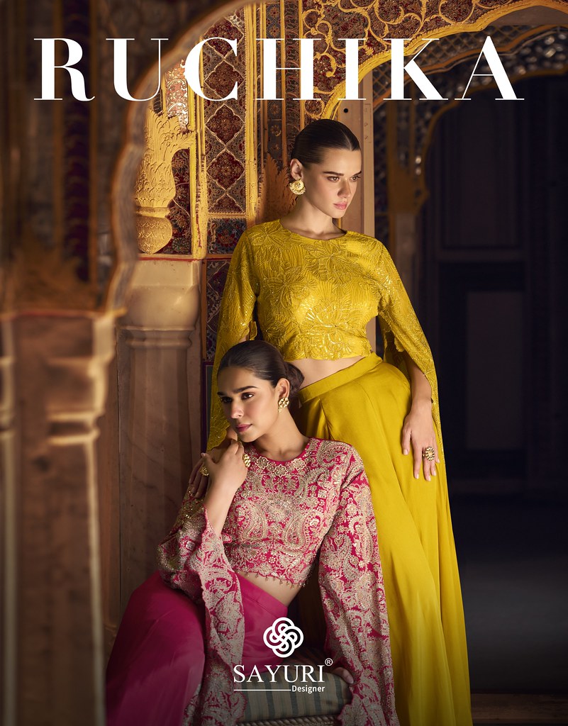 RUCHIKA BY SAYURI 5738 TO 5741 SERIES CHINON SILK TOPS WITH PALAZZO