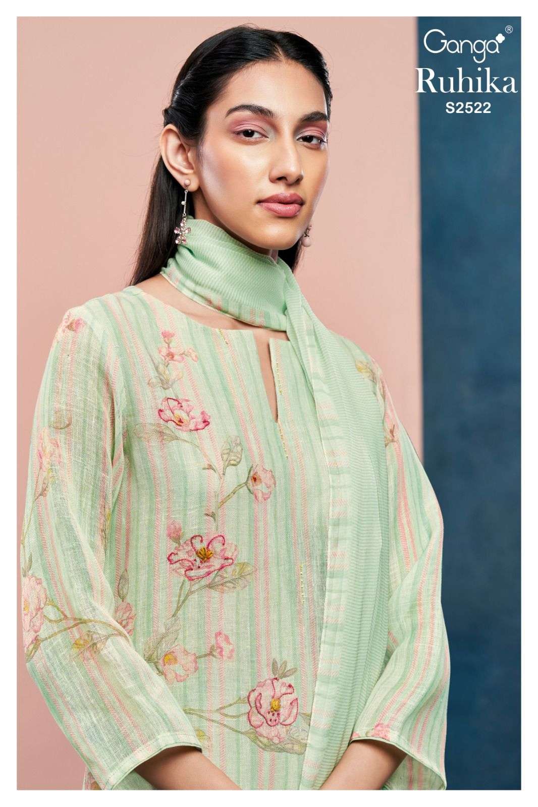 RUHIKA 2522 BY GANGA FASHIONS 2522-A TO 2522-D SERIES LINEN DRESSES