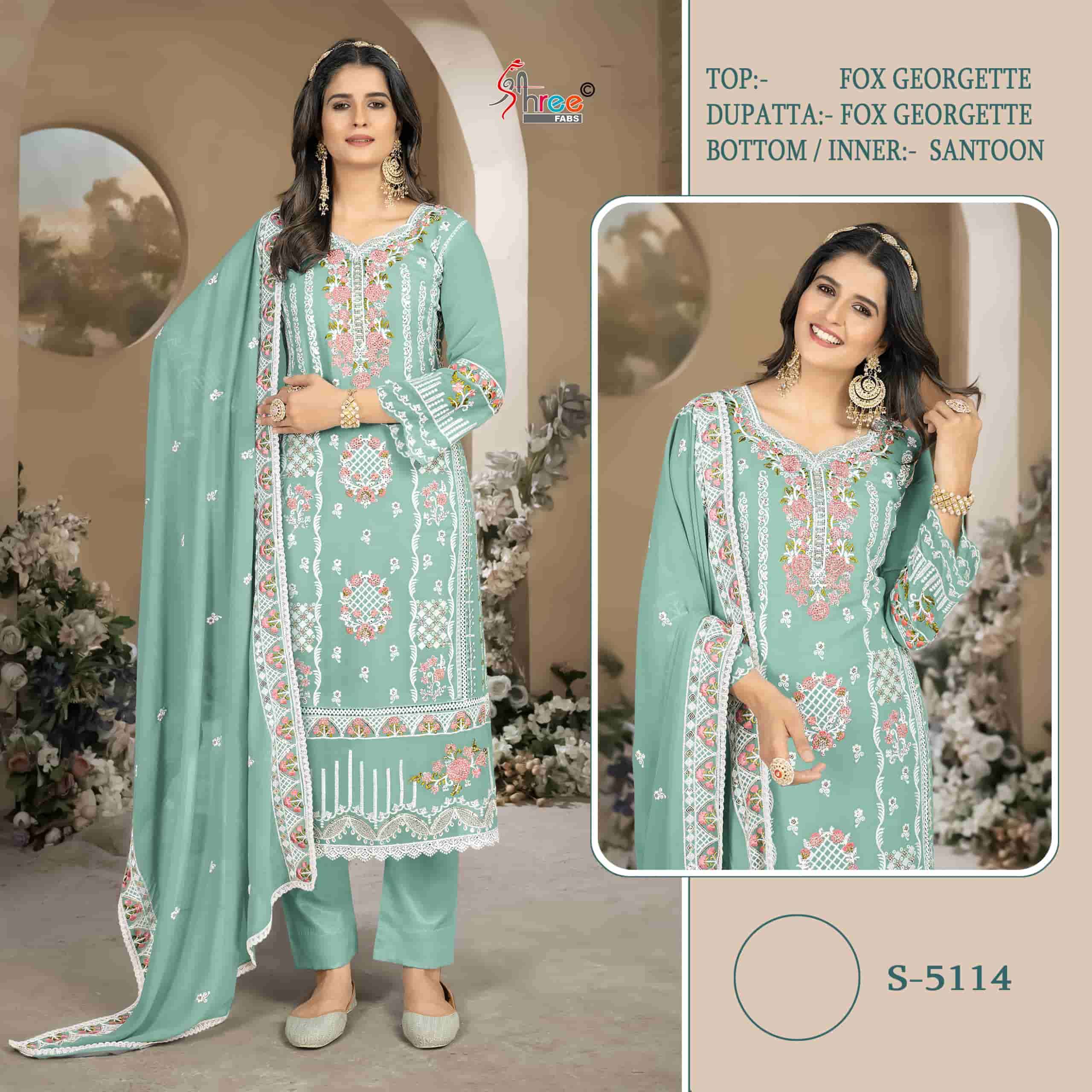 S-5114 COLOURS BY SHREE FABS FANCY FAUX GEORGETTE PAKISTANI DRESSES