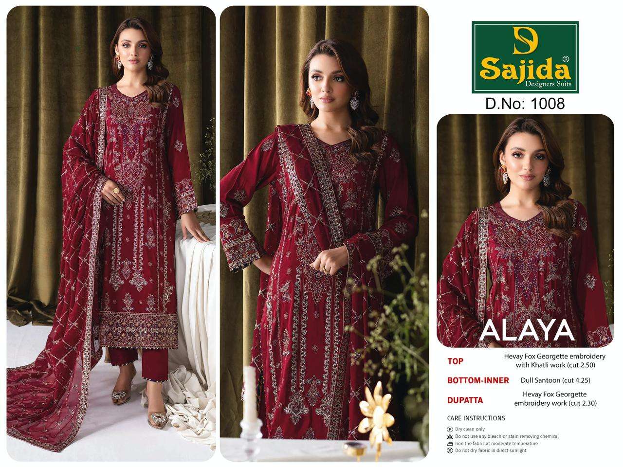 SD-1008 BY SAJIDA FANCY DESIGNER HEAVY GEORGETTE PAKISTANI DRESS