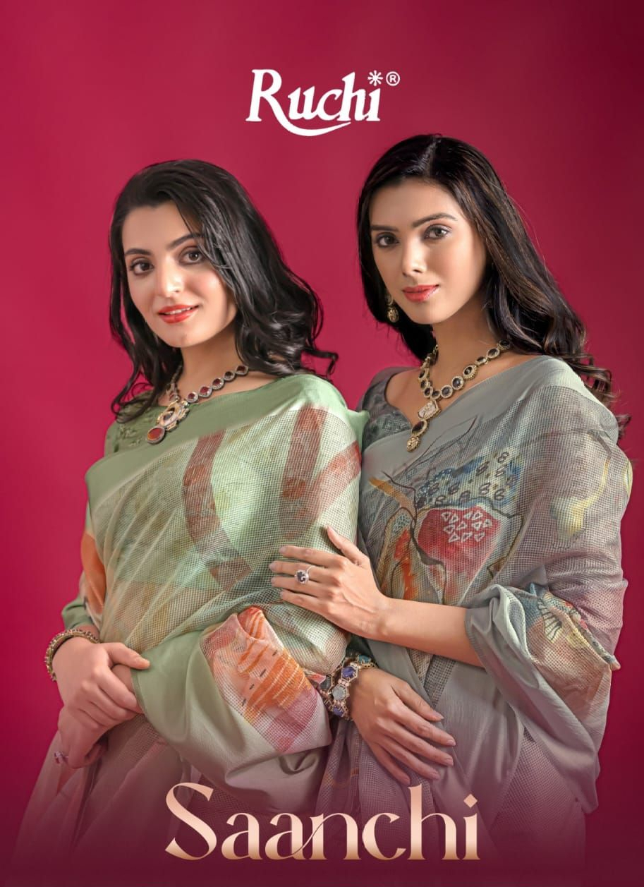 SAANCHI BY RUCHI 33201 TO 33206 SERIES LINEN CHECKS DIGITAL PRINTED SAREES