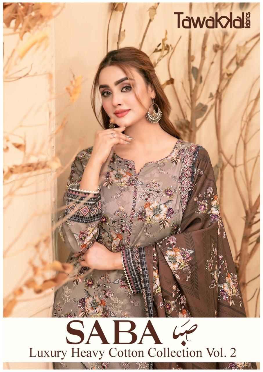 SABA LUXURY HEAVY COTTON COLLECTION VOL-2 BY TAWAKKAL FABRICS 111 TO 120 SERIES PAKISTANI DRESSES
