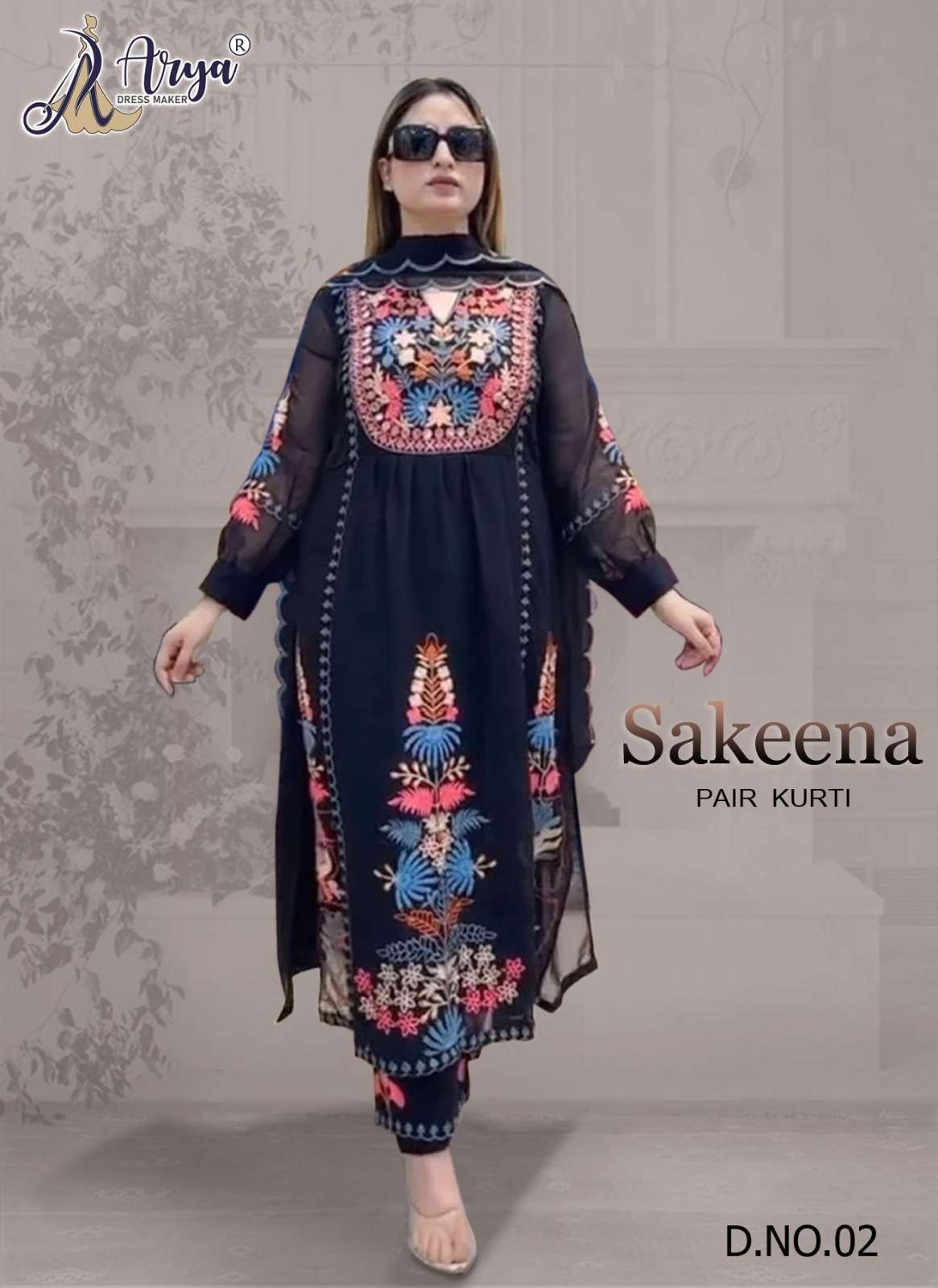 SAKEENA BY ARYA DRESS MAKER FAUX GEORGETTE STITCHED PAKISTANI DRESSES