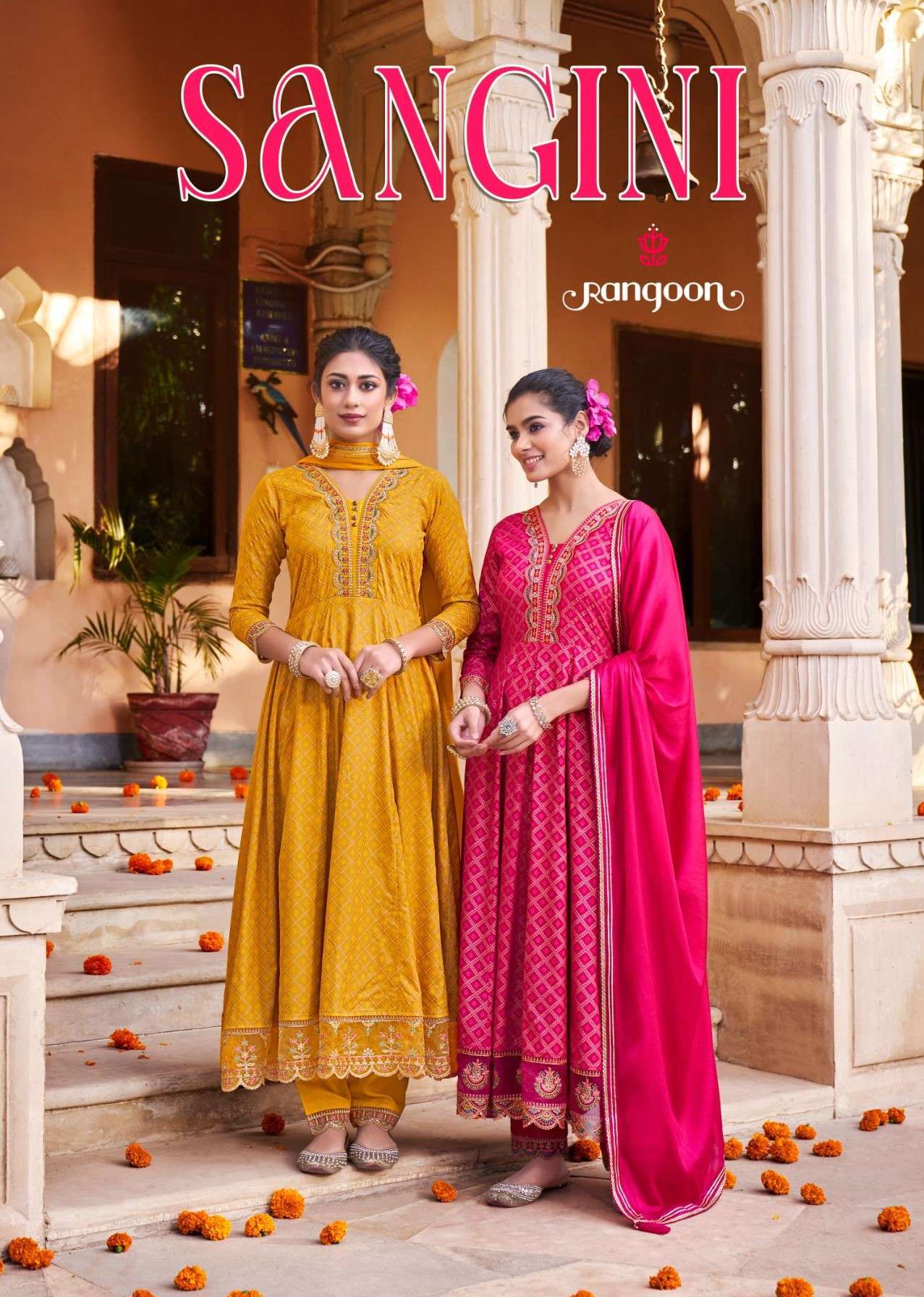 SANGINI BY RANGOON 5101 TO 5104 SERIES HEAVY RAYON ANARKALI STYLE DRESSES