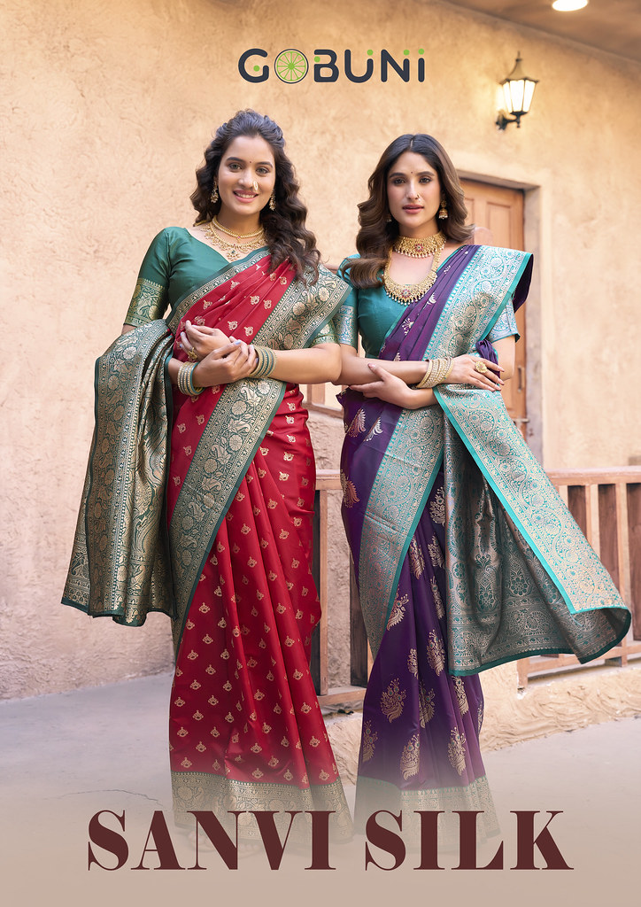 SANVI SILK BY GOBUNI 1301 TO 1306 SERIES FANCY DESIGNER SILK SAREES