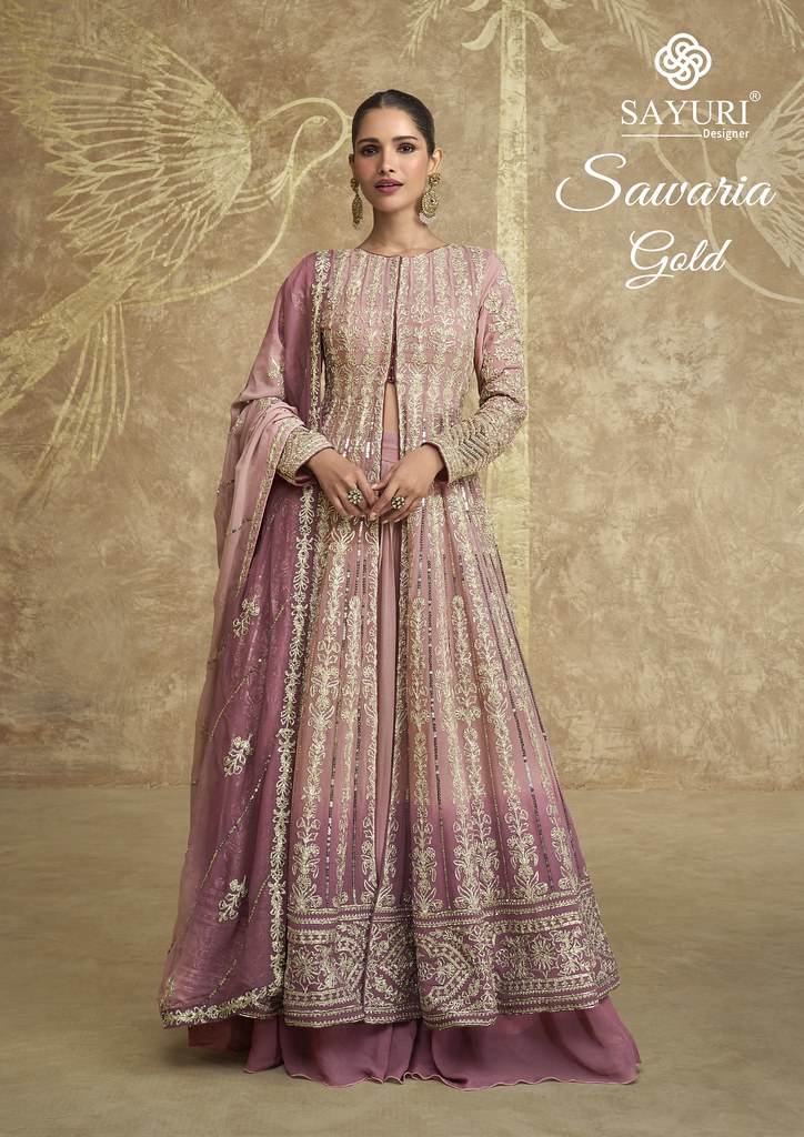 SAWARIA GOLD BY SAYURI 5609-A TO 5609-D SERIES REAL GEROGETTE DRESSES