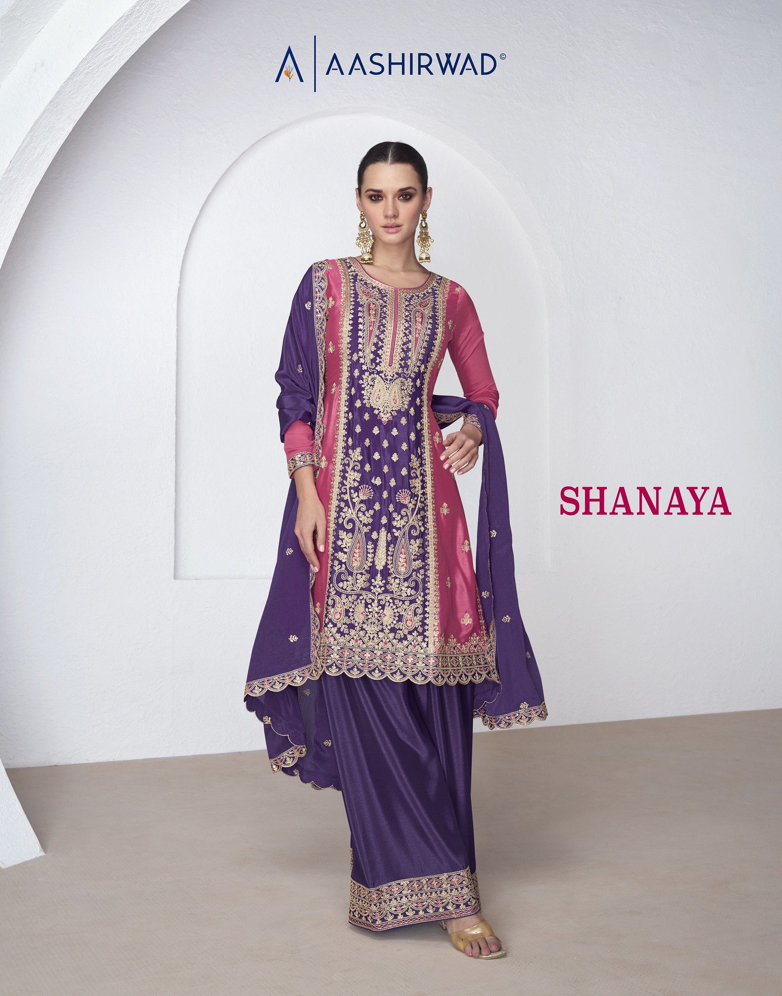 SHANAYA BY AASHIRWAD CREATION 9924 AND 9925 CHINON SILK SHARARA DRESSES