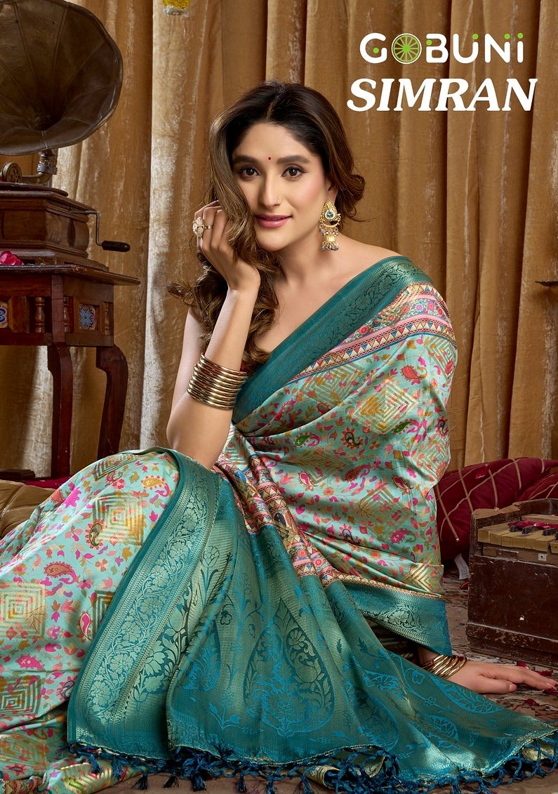 SIMRAN BY GOBUNI 3001 TO 3006 SERIES DIGITAL CLUSTER PRINT BANARASI SAREES